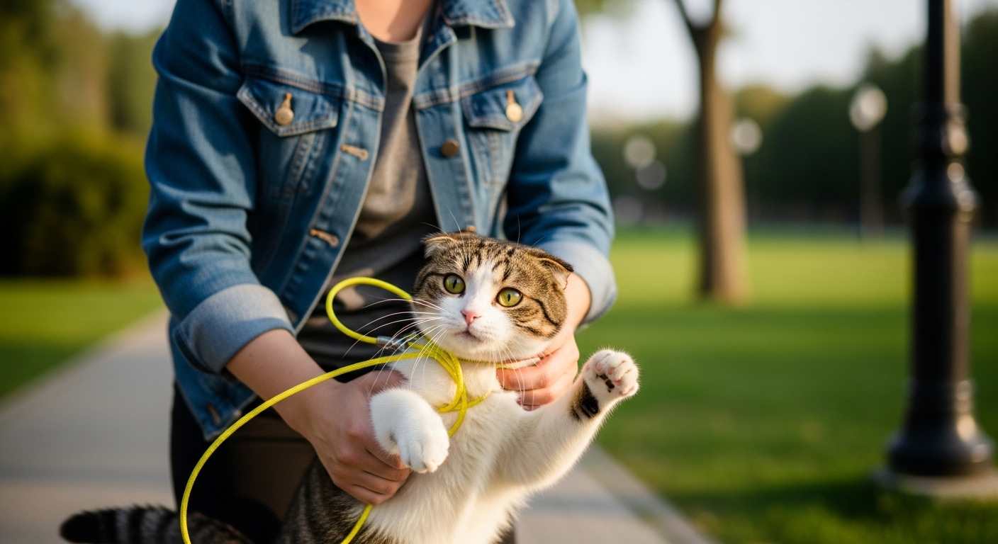 Брать кошку на поводке: плохая идея?